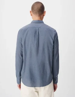 Chemise regular bleue faux uni manches longues Homme