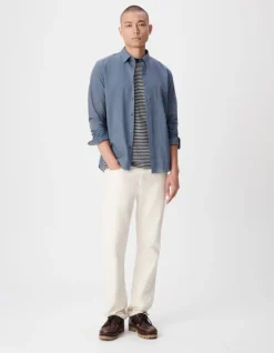 Chemise regular bleue faux uni manches longues Homme
