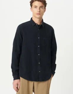 Chemise regular marine coton bio velours milleraies Homme
