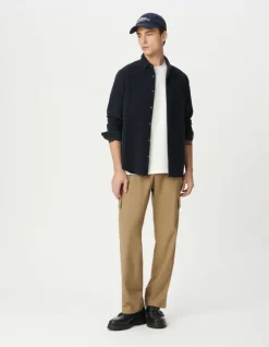 Chemise regular marine coton bio velours milleraies Homme