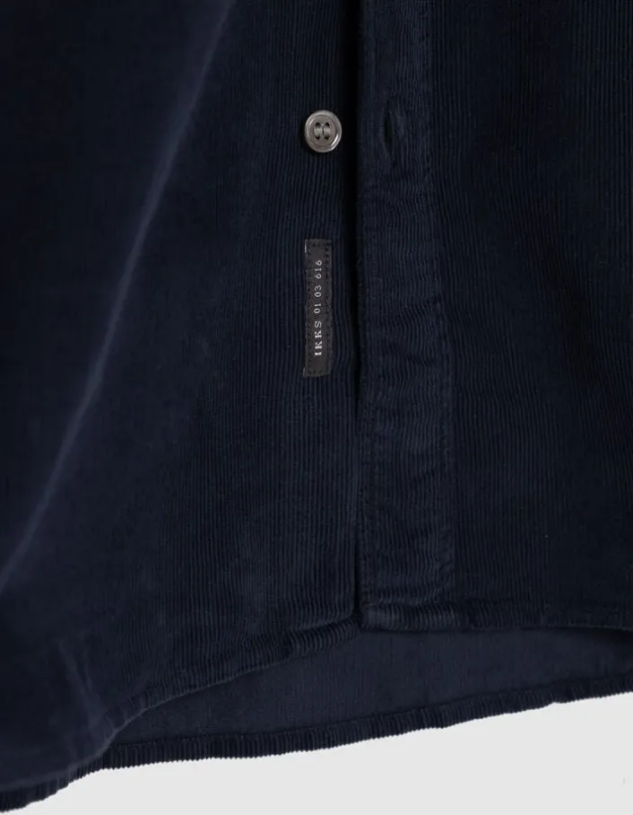Chemise regular marine coton bio velours milleraies Homme