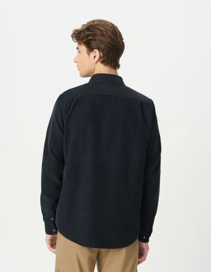 Chemise regular marine coton bio velours milleraies Homme