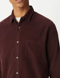 Chemise regular prune coton bio velours milleraies Homme
