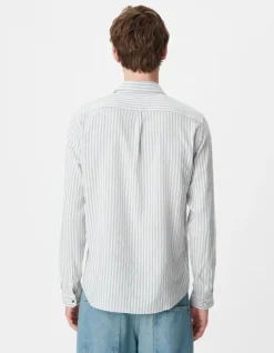 Chemise regular rayures bleues manches longues Homme