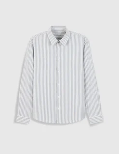 Chemise regular rayures bleues manches longues Homme