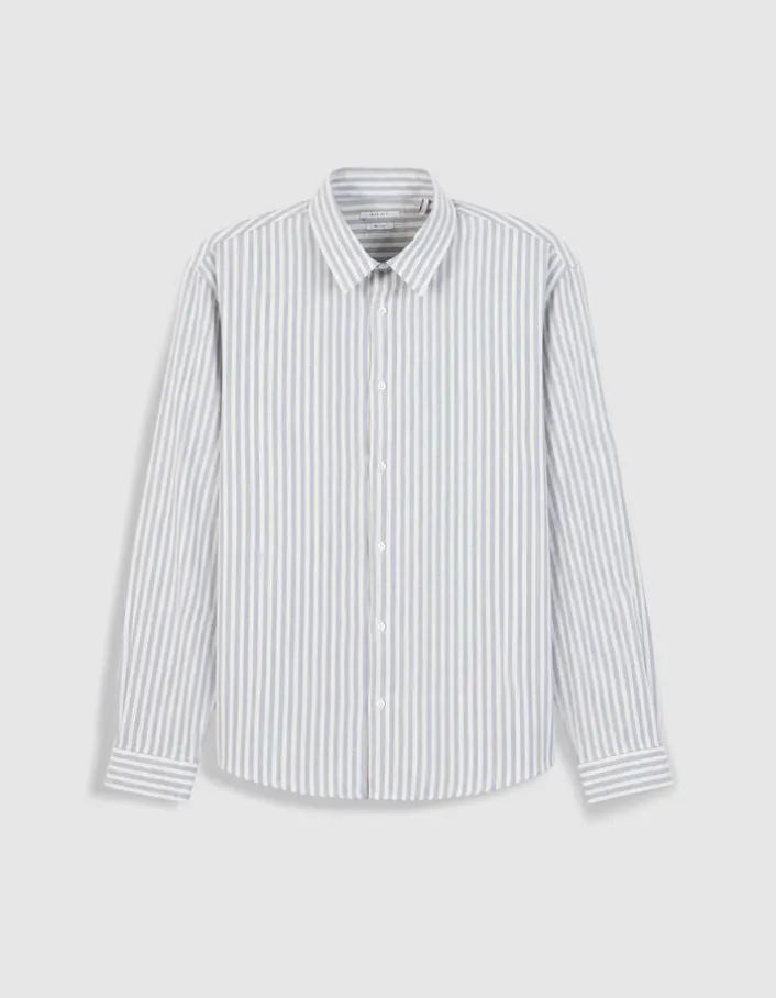 Chemise regular rayures bleues manches longues Homme