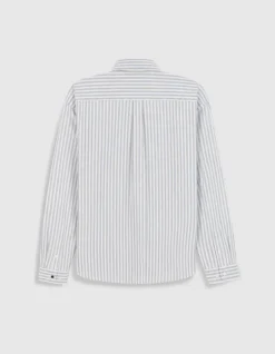 Chemise regular rayures bleues manches longues Homme