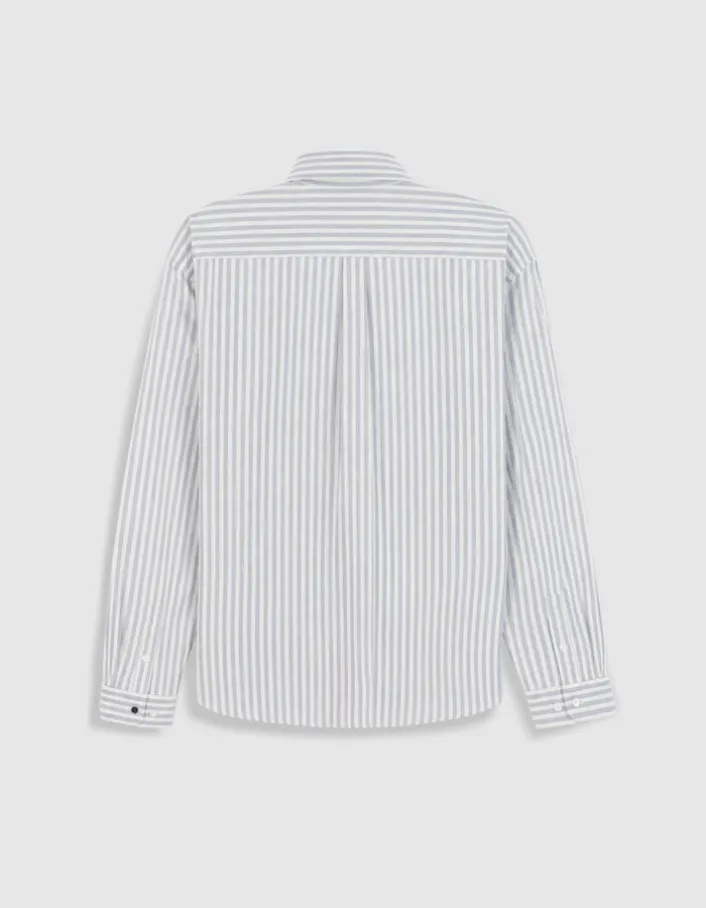 Chemise regular rayures bleues manches longues Homme