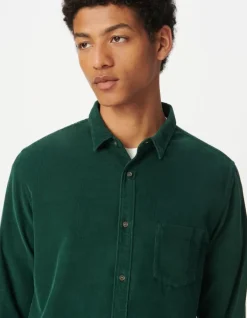Chemise regular verte coton bio velours milleraies Homme