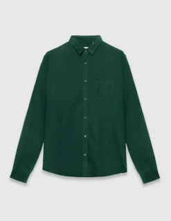 Chemise regular verte coton bio velours milleraies Homme
