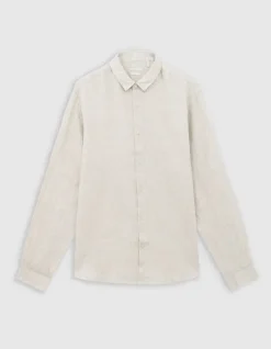 Chemise SLIM beige en lin Homme