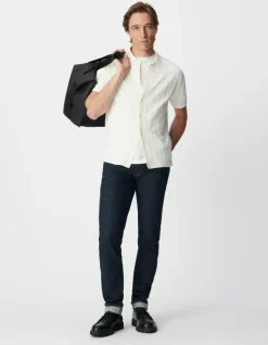 Chemise SLIM blanc cassé maille jeux de rayures Homme