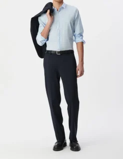 Chemise SLIM bleu ciel à fines rayures Homme