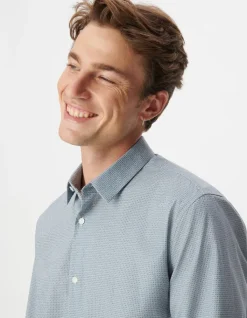 Chemise slim bleue imprimé minimaliste Homme