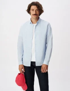 Chemise slim bleue motif rayures Homme