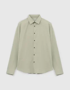 Chemise SLIM kaki en popeline Homme