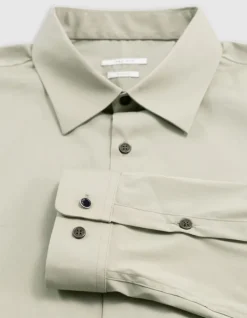 Chemise SLIM kaki en popeline Homme