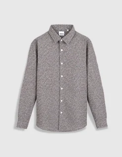 Chemise slim marine imprimé fleurs Homme