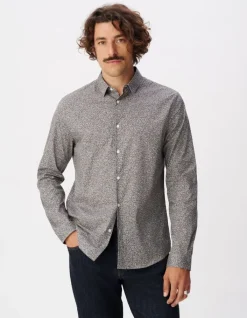 Chemise slim marine imprimé fleurs Homme