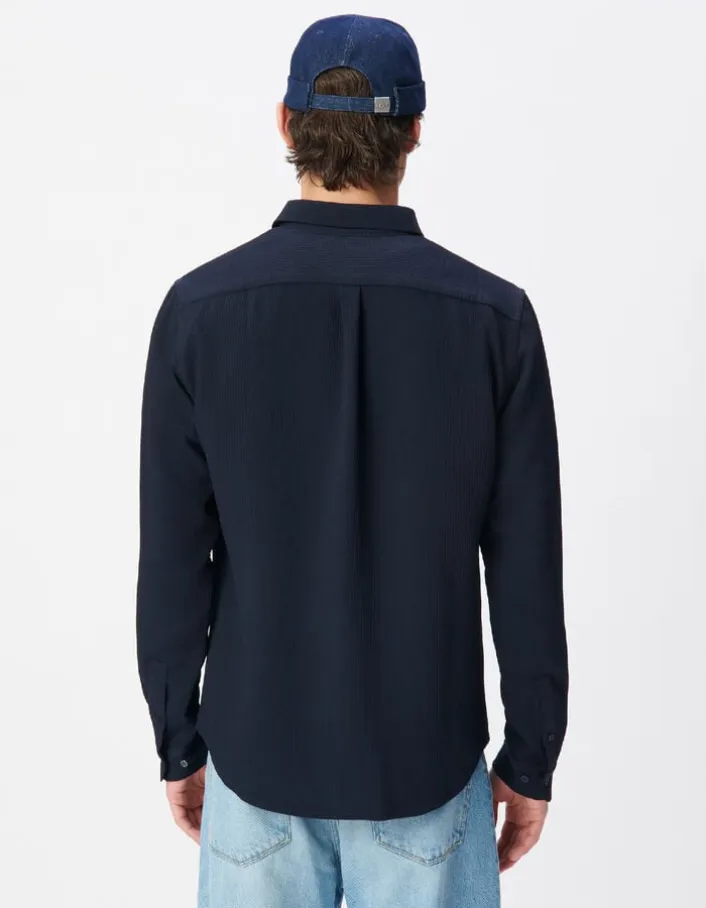 Chemise slim marine seersucker DRY FAST Homme