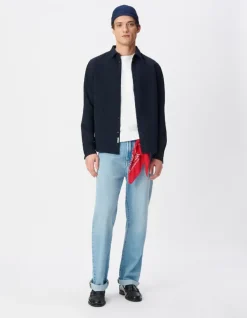 Chemise slim marine seersucker DRY FAST Homme