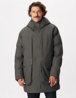Doudoune longue grise à capuche WATERPROOF Homme