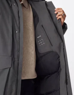 Doudoune longue grise à capuche WATERPROOF Homme