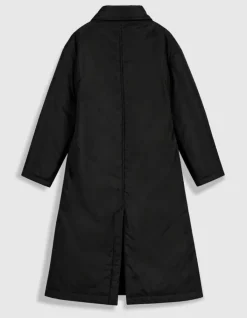 Doudoune longue noire col chemise Femme
