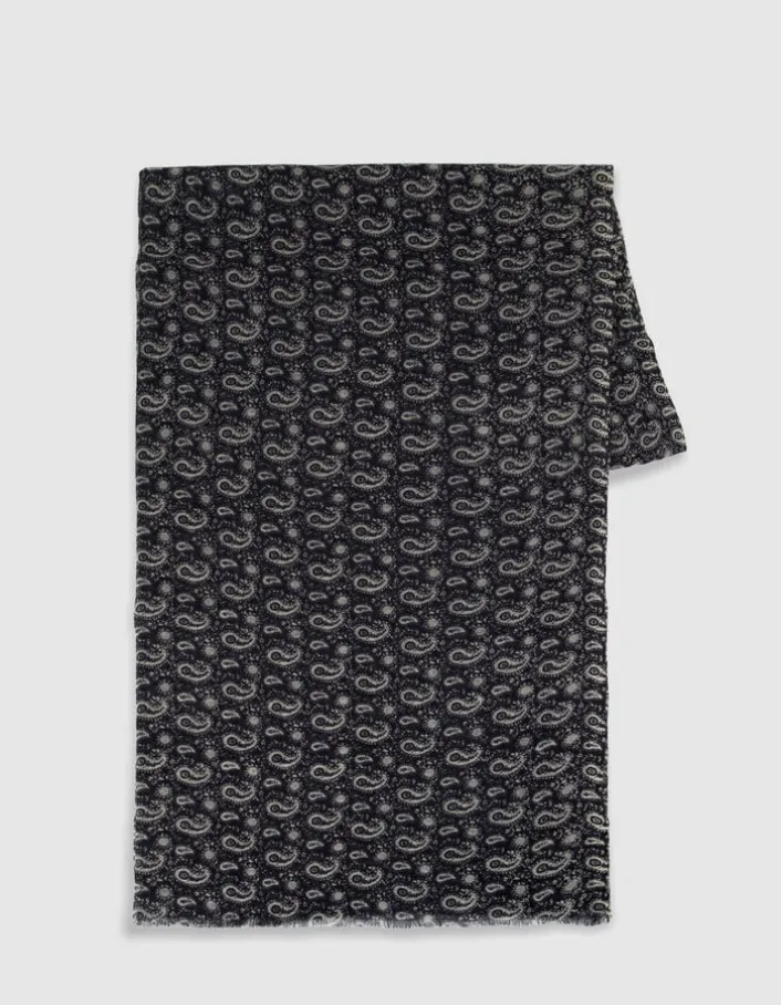 Foulard marine 100% laine motif cachemire Homme