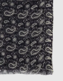 Foulard marine 100% laine motif cachemire Homme