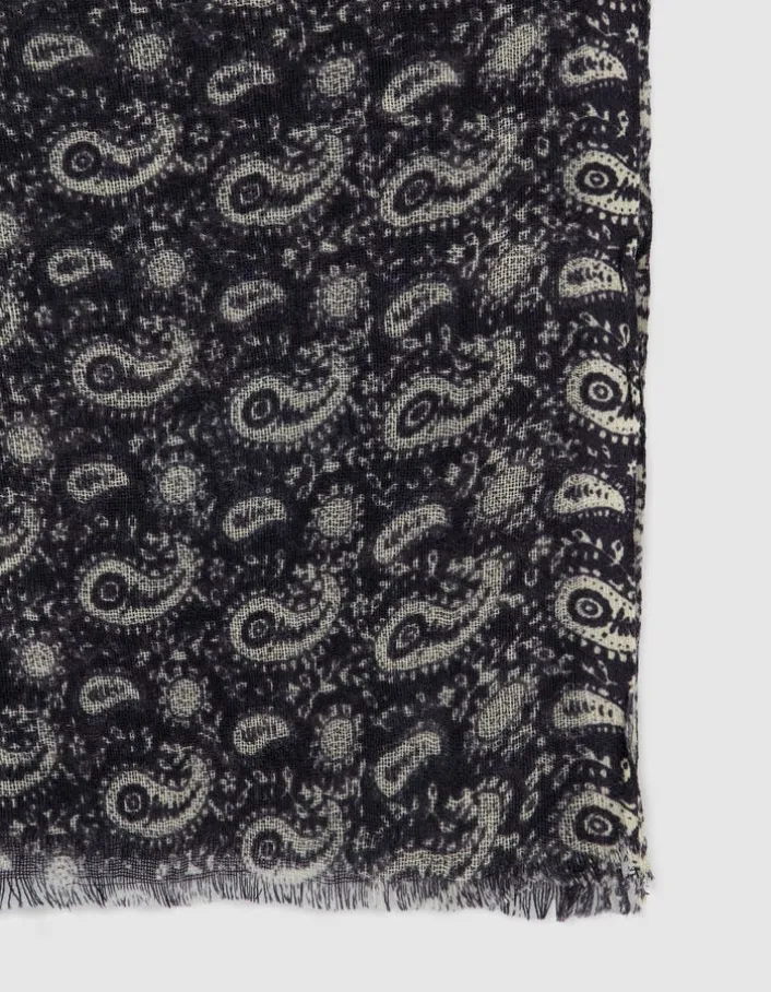 Foulard marine 100% laine motif cachemire Homme