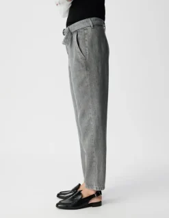 Jean baggy gris Lyocell® cropped Femme