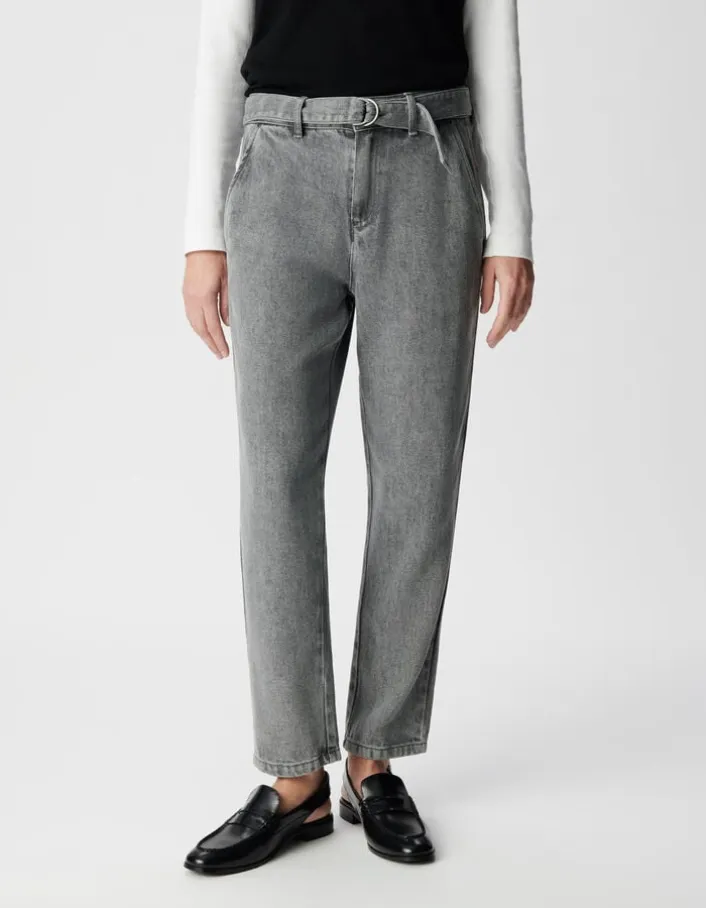 Jean baggy gris Lyocell® cropped Femme