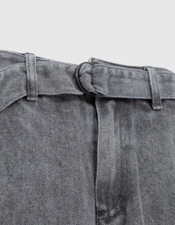 Jean baggy gris Lyocell® cropped Femme