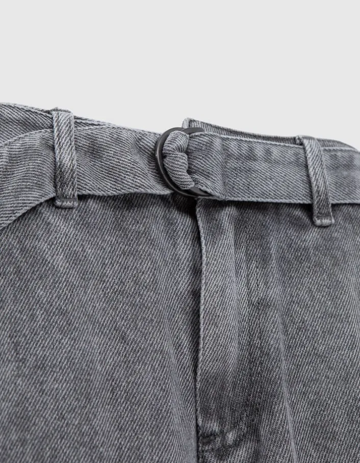Jean baggy gris Lyocell® cropped Femme