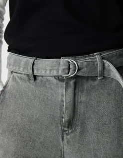 Jean baggy gris Lyocell® cropped Femme