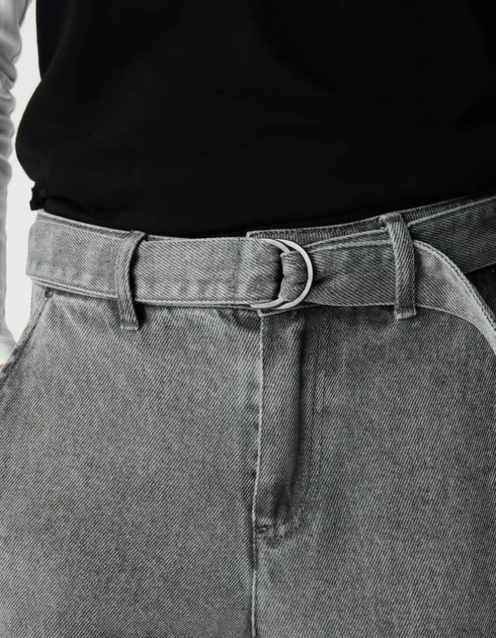 Jean baggy gris Lyocell® cropped Femme
