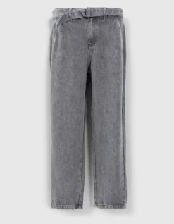 Jean baggy gris Lyocell® cropped Femme