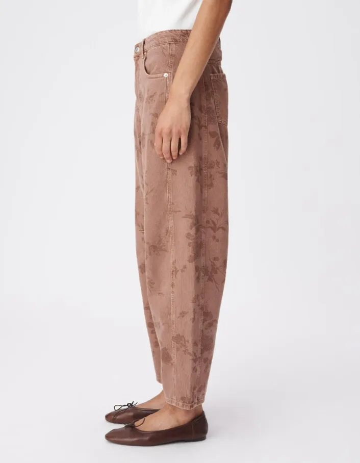 Jean barrel blush motif fleurs 7/8e Gabrielle Femme