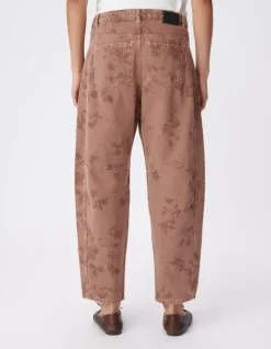 Jean barrel blush motif fleurs 7/8e Gabrielle Femme