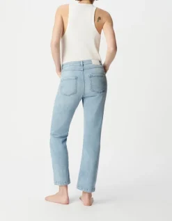 Jean bleu clair cropped boutons apparents powerstretch Femme