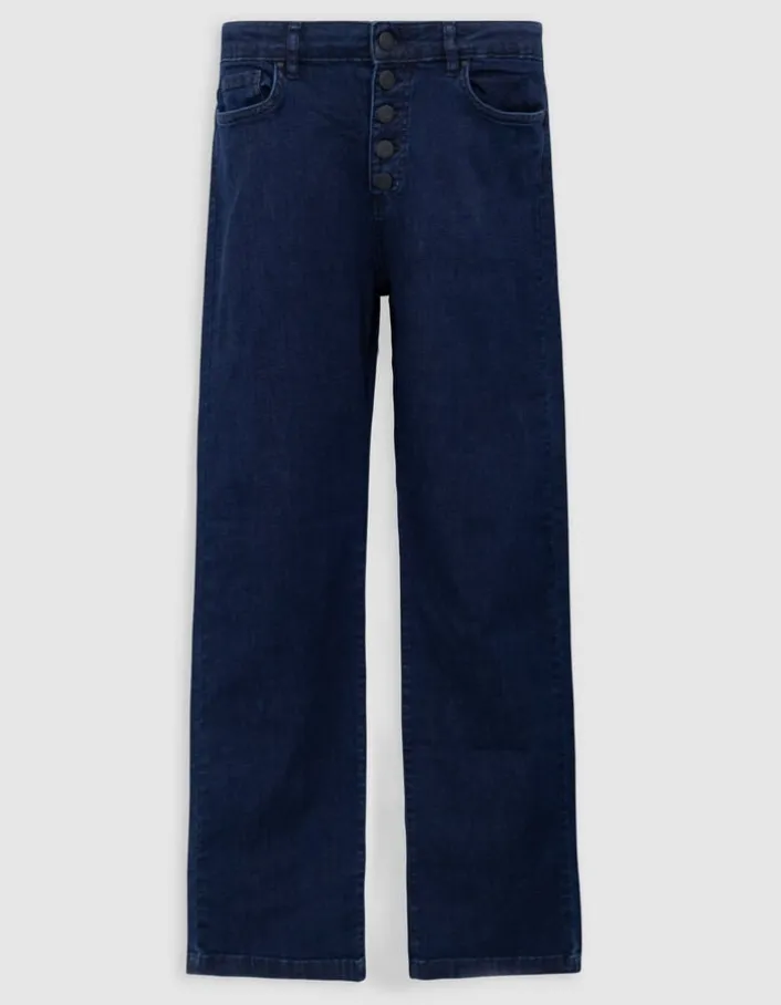 Jean droit bleu foncé powerstretch cropped Femme