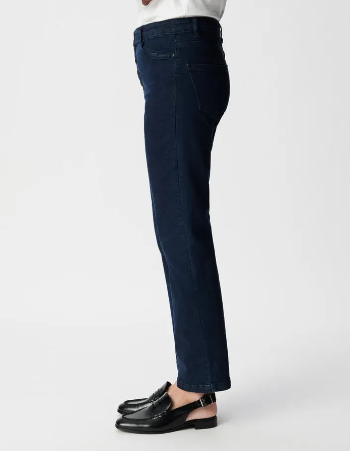 Jean droit bleu foncé powerstretch cropped Femme