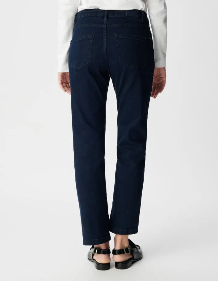 Jean droit bleu foncé powerstretch cropped Femme