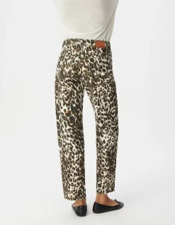 Jean droit marron à motif léopard Anders Femme
