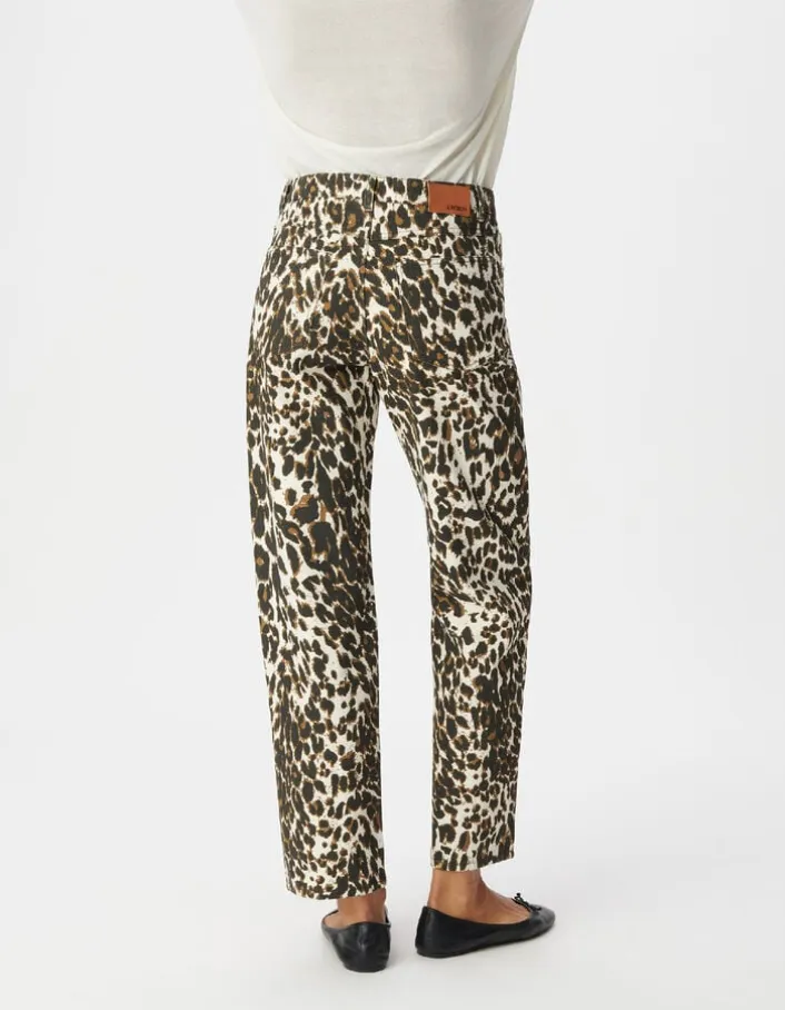 Jean droit marron à motif léopard Anders Femme