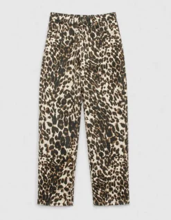 Jean droit marron à motif léopard Anders Femme