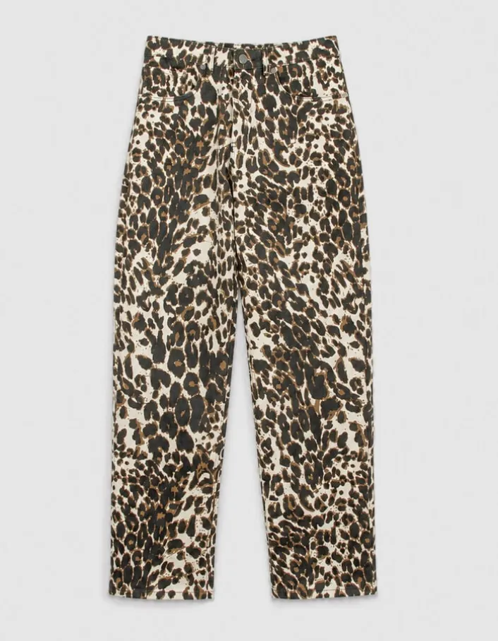 Jean droit marron à motif léopard Anders Femme