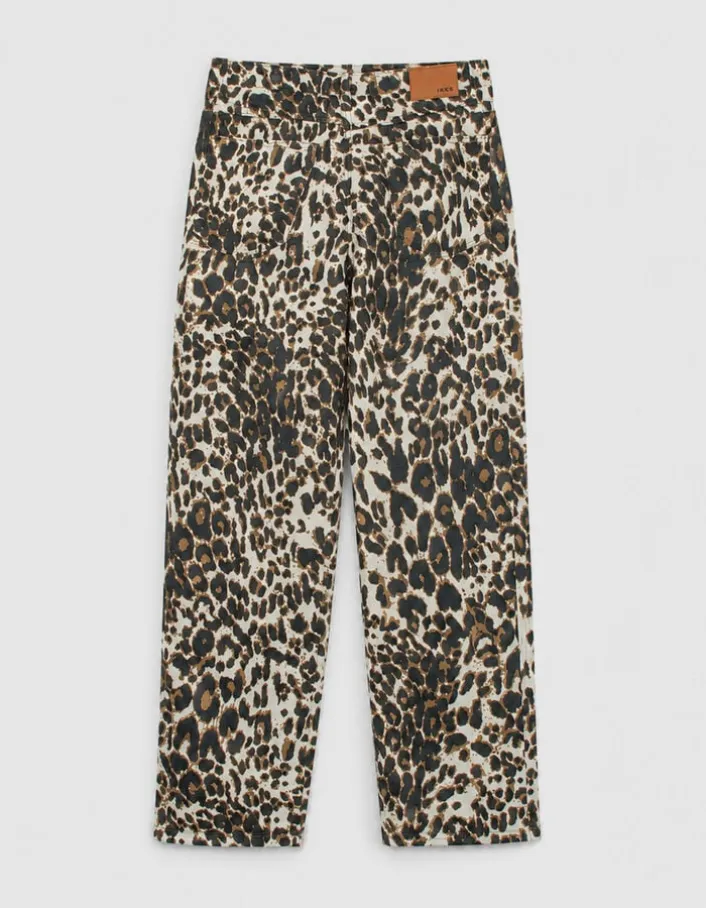 Jean droit marron à motif léopard Anders Femme