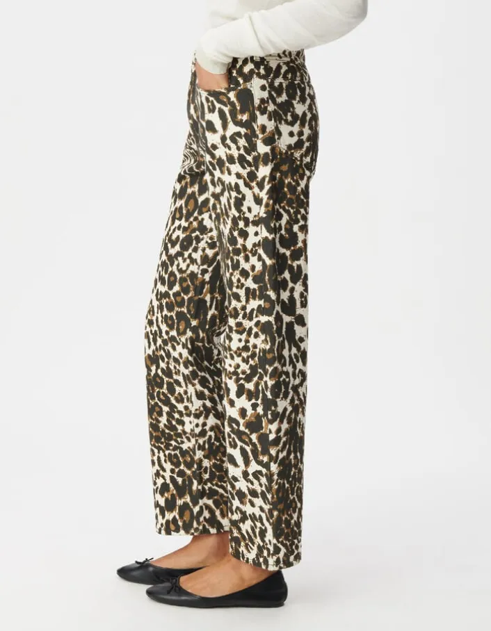Jean droit marron à motif léopard Anders Femme